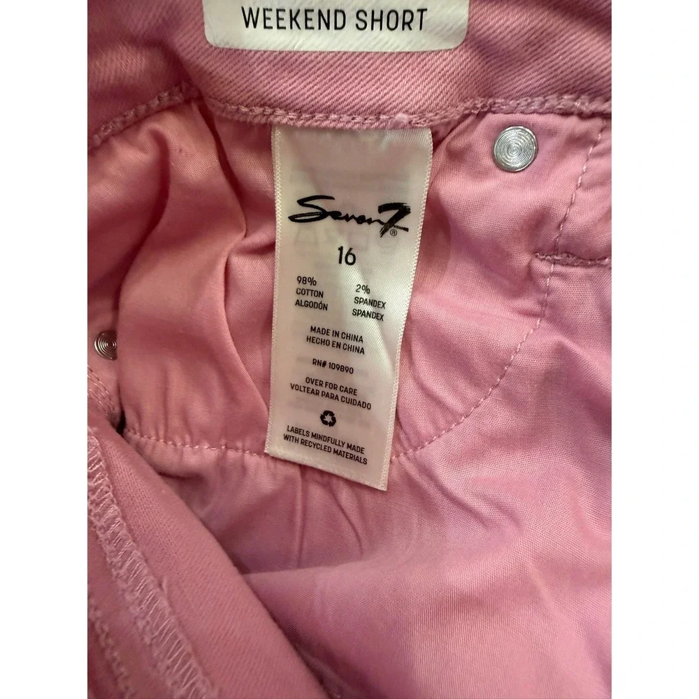 Seven7 Weekend Short Pink Denim Frayed Hem Women's Size 16 Mauve Stretch‎ Shorts